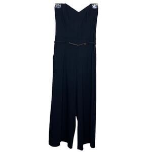 HAVE Jumpsuit Sleeveless Black Belted Wide Leg Pant Size Large